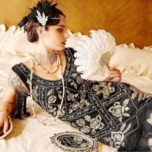 BABEYOND 1920's Gatsby Flapper Mermaid Sequin Bead Maxi Costume Cosplay Dress L